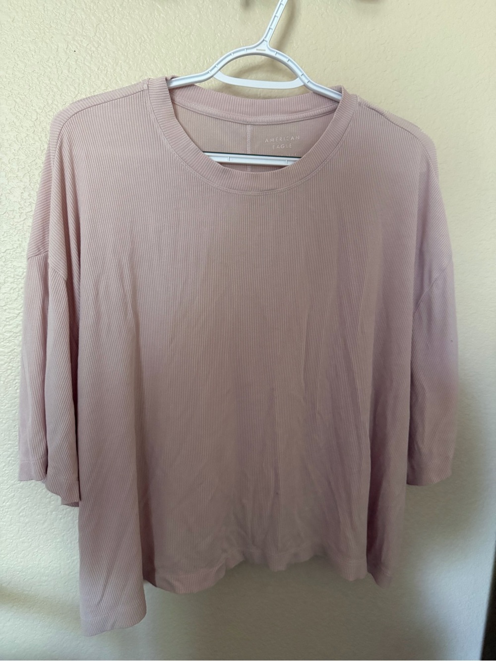 American Eagle Outfitters Dusty Pink Ribbed Long Sleeve Women's Top
